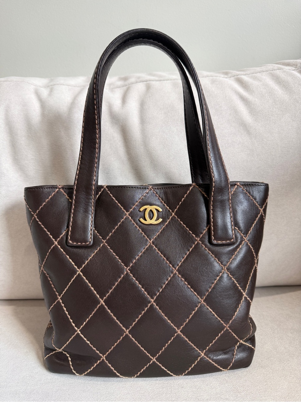 CHANEL Brown Quilted Vintage Chanel Wild Stitch Tote — Karl Lagerfeld era 🤎